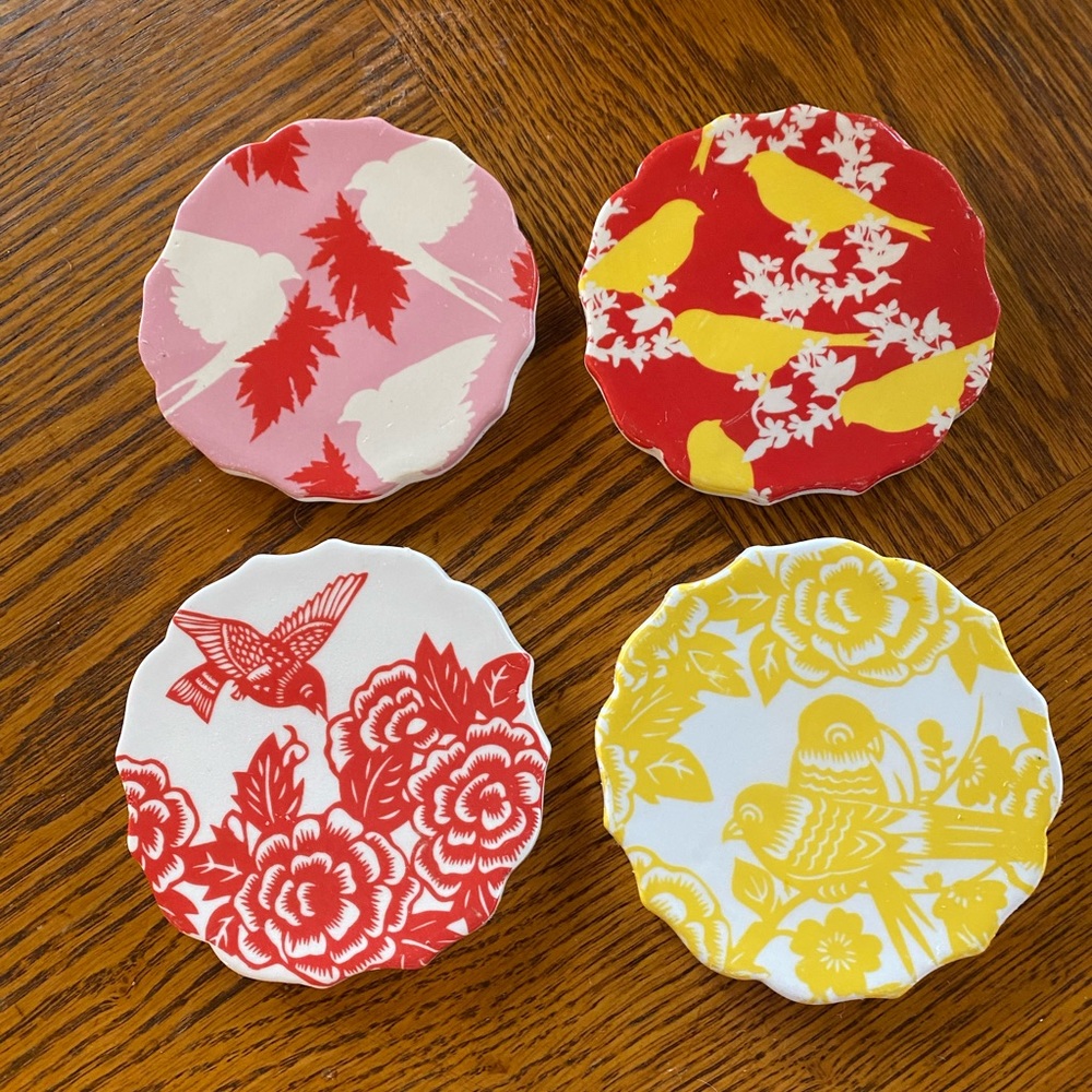 Ceramic coasters set of 4 💗❤️💛